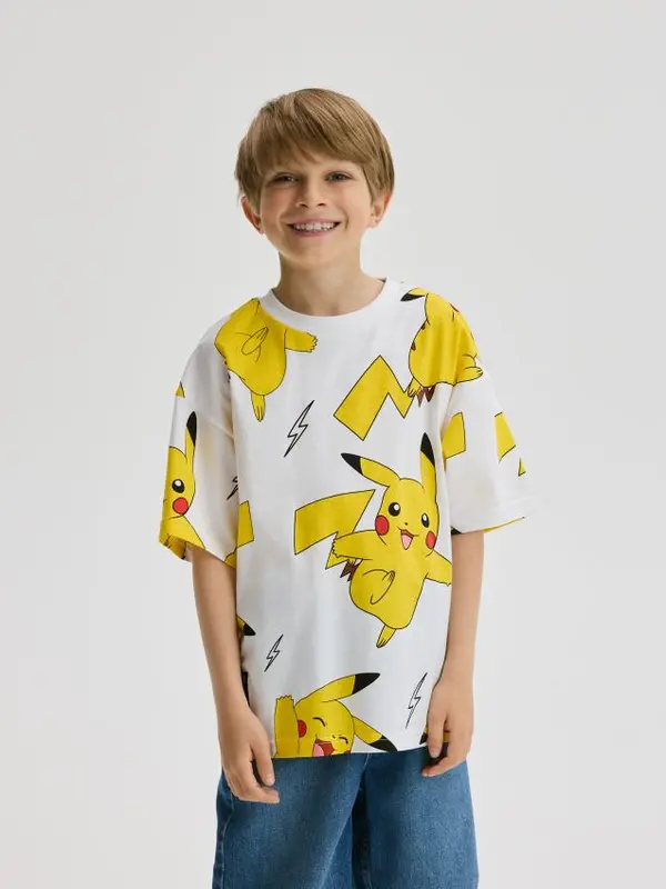 Reserved Reserved - Pamučna majica kratkih rukava Pokemon - krem