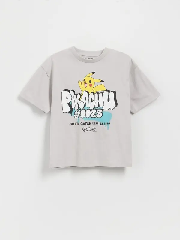 Reserved Reserved - Pamučna majica kratkih rukava Pokemon - svijetlo siva