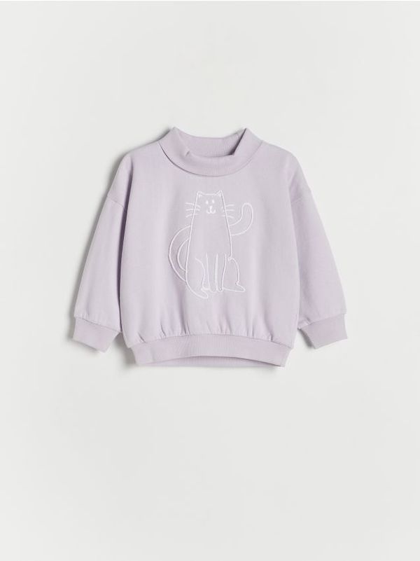 Reserved Reserved - Pamučna majica s kapuljačom s aplikacijom - boja lavande