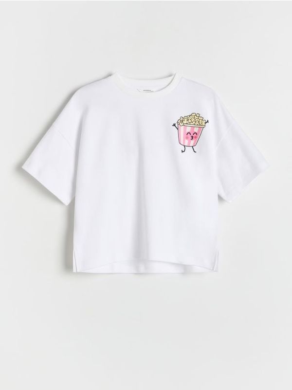 Reserved Reserved - Pamučna majica s printom - krem