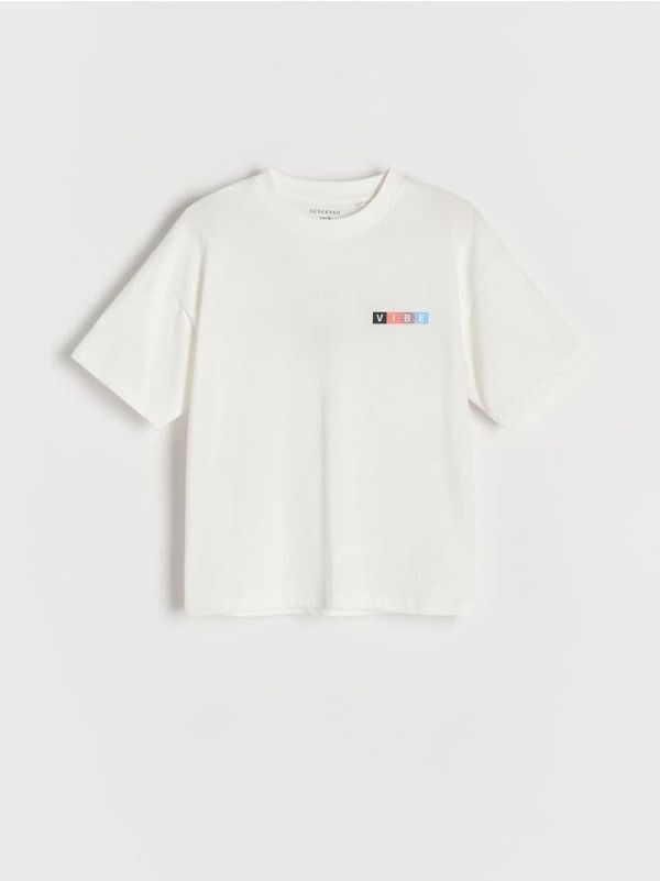 Reserved Reserved - Pamučna majica s printom - krem