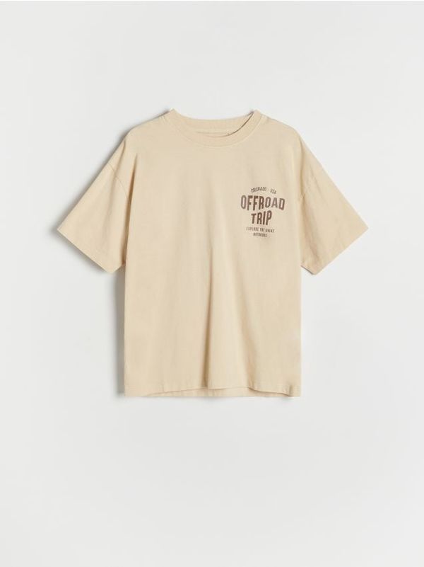 Reserved Reserved - Pamučna majica s printom - krem