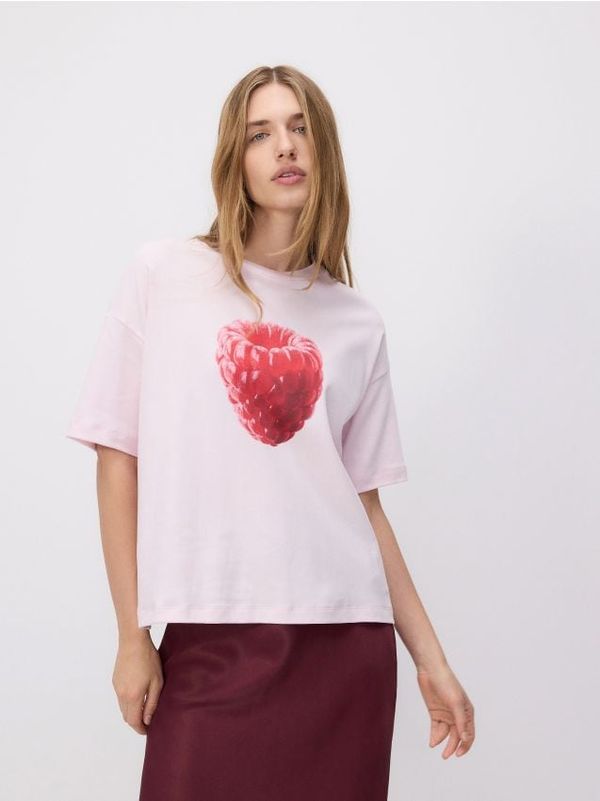 Reserved Reserved - Pamučna majica s printom - pastelnoružičasto