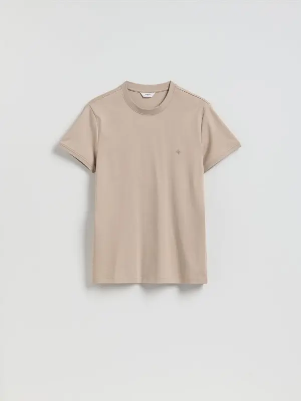 Reserved Reserved - Pamučna majica slim fit - bež