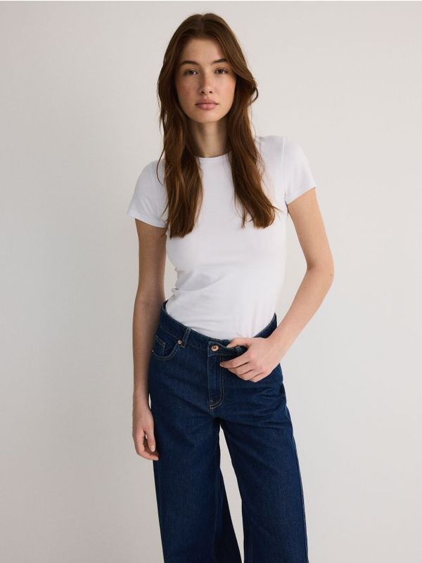 Reserved Reserved - Pamučna majica slim fit - bijela