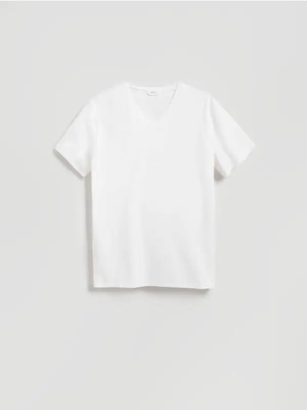 Reserved Reserved - Pamučna majica slim fit - bijela