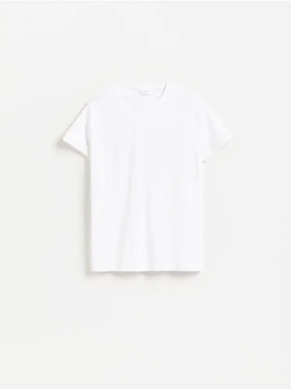 Reserved Reserved - Pamučna majica slim fit - bijela