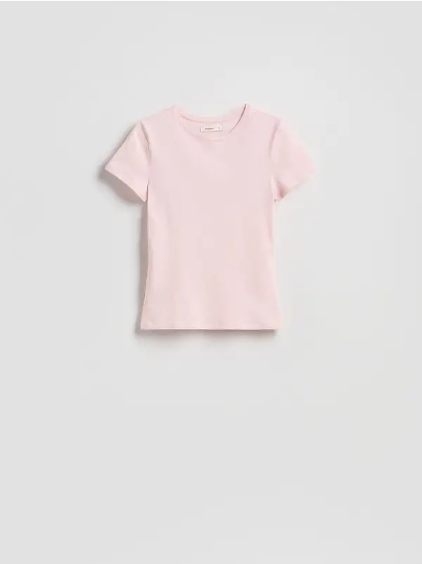 Reserved Reserved - Pamučna majica slim fit - pastelnoružičasto