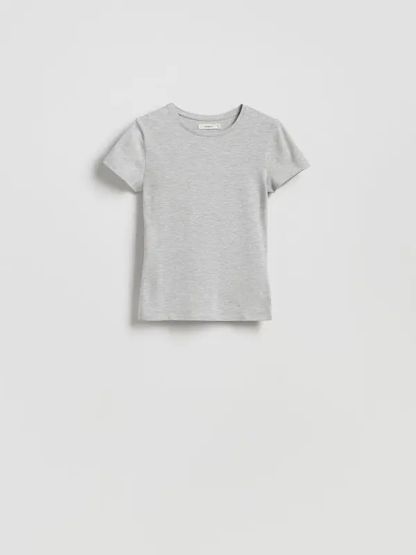 Reserved Reserved - Pamučna majica slim fit - svijetlo siva