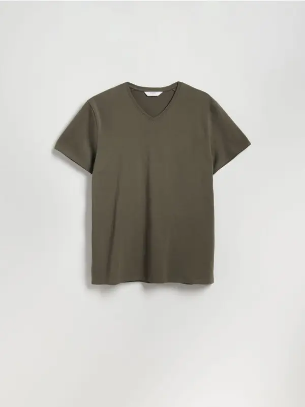 Reserved Reserved - Pamučna majica slim fit - svjetlozeleno