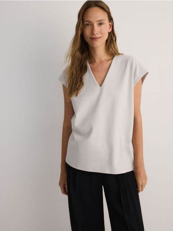 Reserved Reserved - Pamučna majica - svijetlo siva