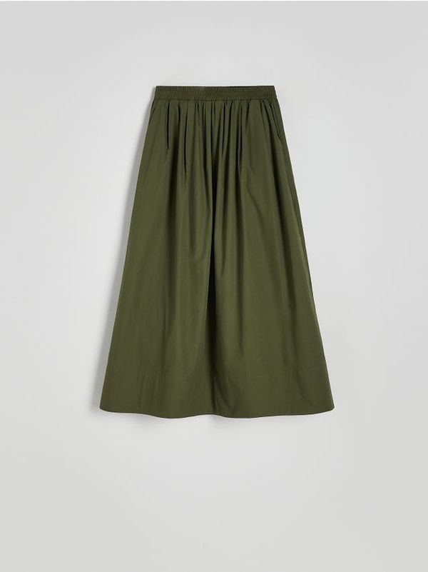 Reserved Reserved - Pamučna maxi suknja - maslinasto