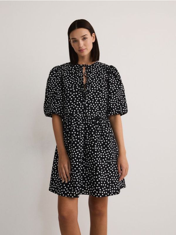 Reserved Reserved - Pamučna mini haljina - crno