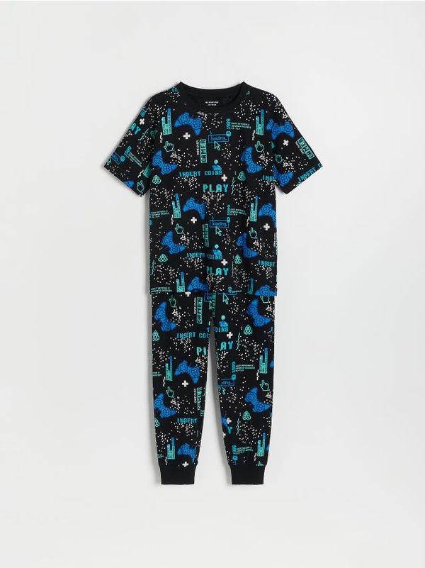 Reserved Reserved - Pamučna pidžama - crno