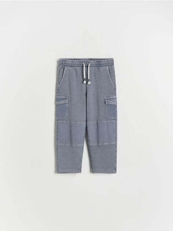 Reserved Reserved - Pamučne cargo hlače - mornarsko plava