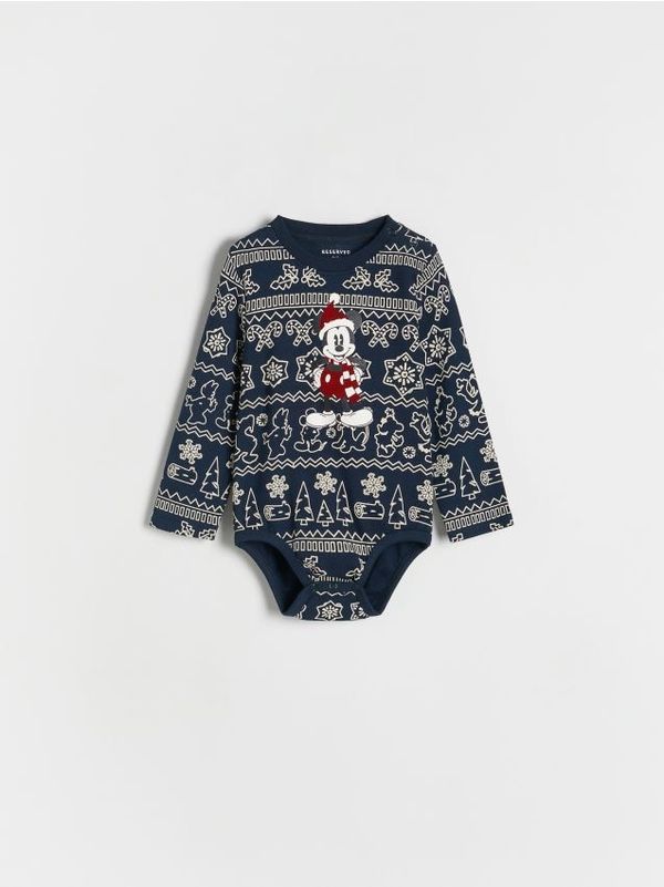 Reserved Reserved - Pamučni bodi Mickey Mouse - mornarsko plava