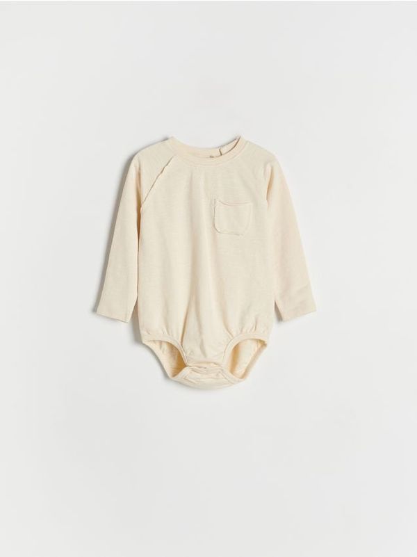 Reserved Reserved - Pamučni bodi s džepom - krem