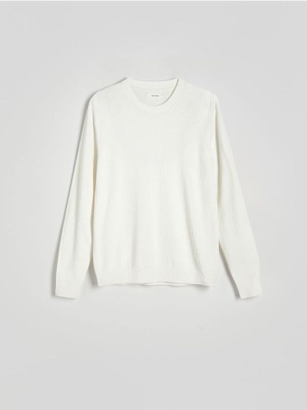 Reserved Reserved - Pamučni džemper - bijela