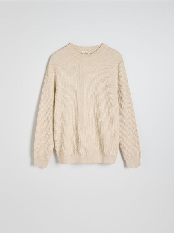 Reserved Reserved - Pamučni džemper od strukturiranog žerseja - bež
