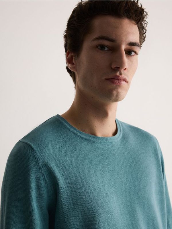 Reserved Reserved - Pamučni džemper - plavozeleno