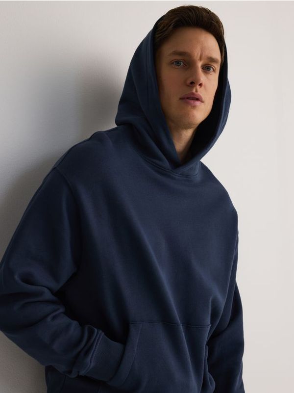 Reserved Reserved - Pamučni gornji dio trenirke s kapuljačom - indigo