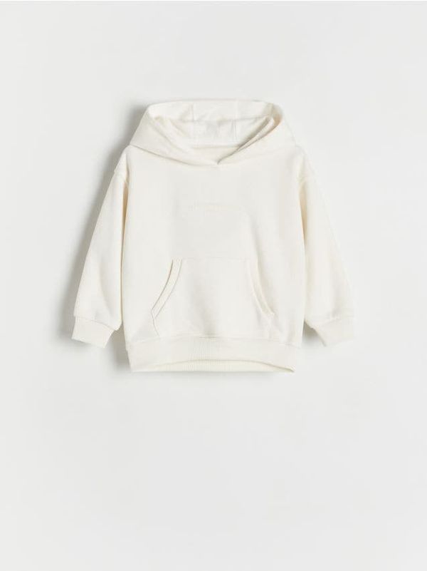 Reserved Reserved - Pamučni gornji dio trenirke s kapuljačom - krem