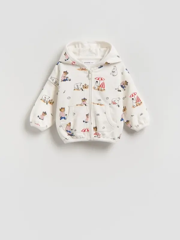 Reserved Reserved - Pamučni gornji dio trenirke s kapuljačom Moomin - krem