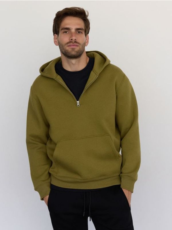 Reserved Reserved - Pamučni gornji dio trenirke s kapuljačom - smeđezeleno