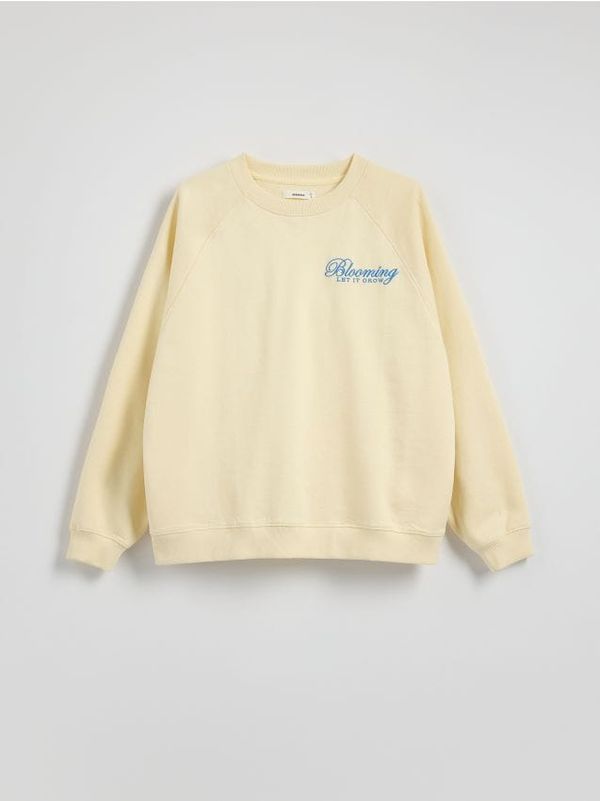 Reserved Reserved - Pamučni gornji dio trenirke s vezom - boja kože