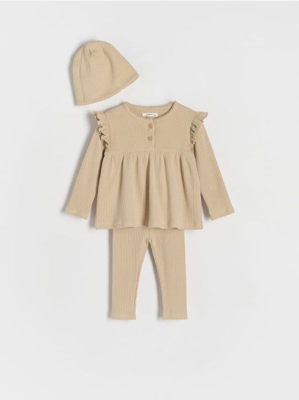 Reserved Reserved - Pamučni komplet s kapom - bež