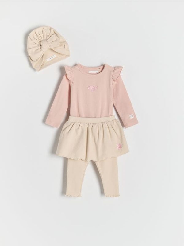 Reserved Reserved - Pamučni komplet s kapom - krem