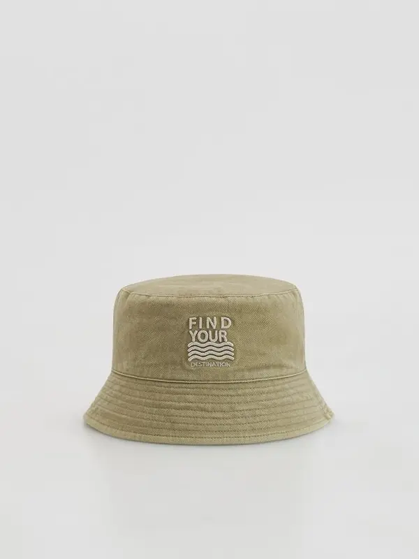 Reserved Reserved - Pamučni šešir bucket hat - svjetlomaslinasto