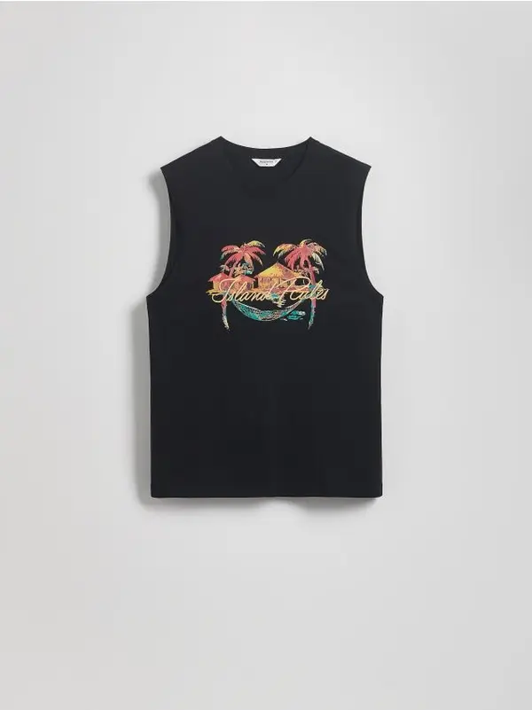Reserved Reserved - Pamučni tank top - crno