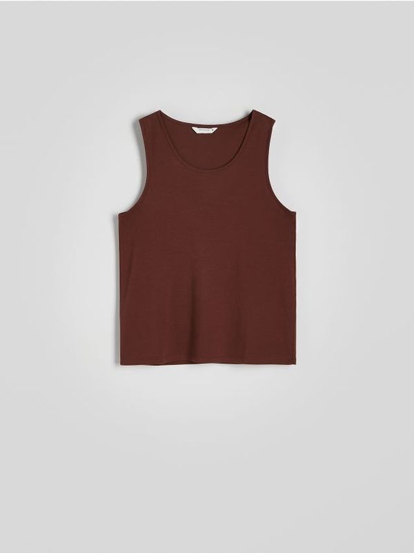 Reserved Reserved - Pamučni tank top - tamnosmeđe