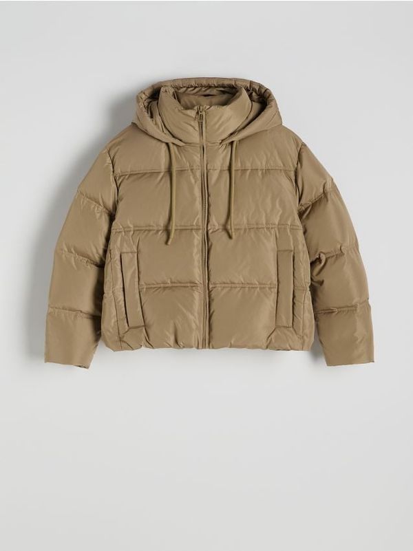 Reserved Reserved - Pernata jakna s kapuljačom - svjetlomaslinasto