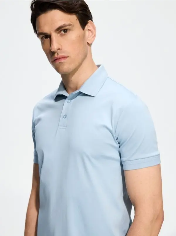 Reserved Reserved - Pima slim polo majica - bljedoplavo