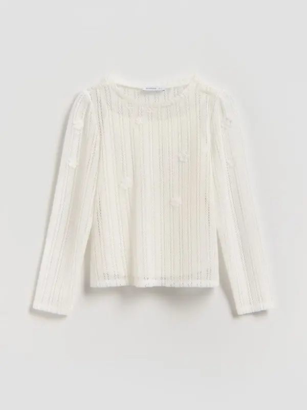Reserved Reserved - Pletena bluza s topom - krem