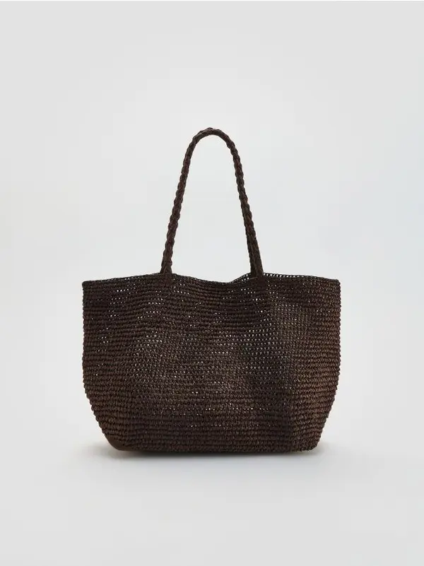 Reserved Reserved - Pletena handmade torba - tamnosmeđe