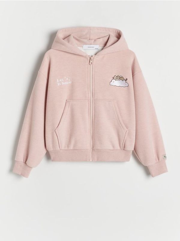 Reserved Reserved - Pletena majica s kapuljačom Pusheen - prljavoroza