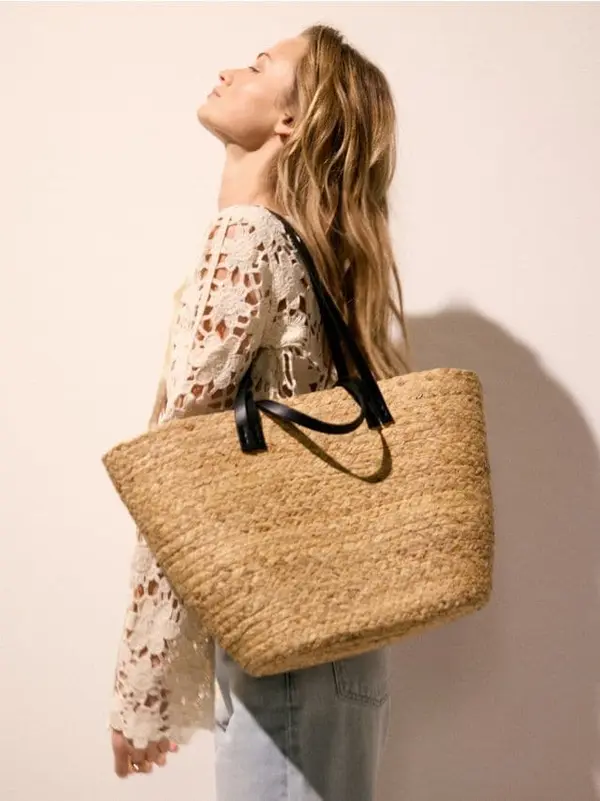 Reserved Reserved - Pletena shopper torba - crno