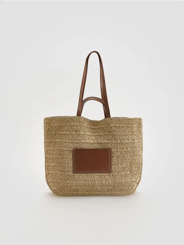 Reserved Reserved - Pletena shopper torba - smeđi