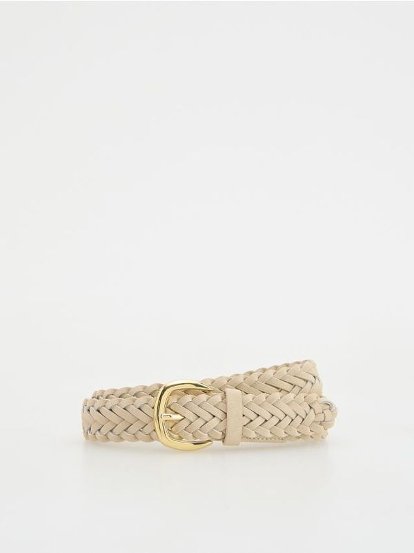 Reserved Reserved - Pleteni remen s kopčom - krem