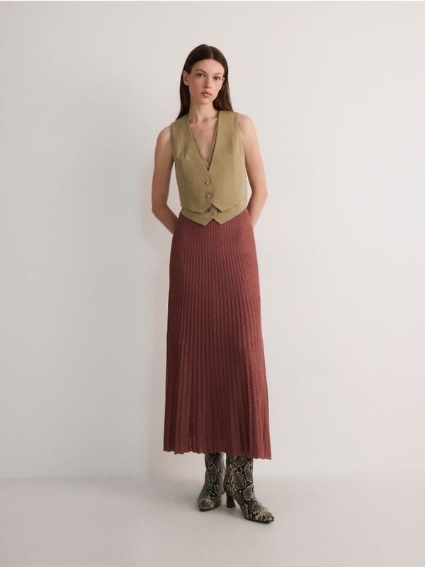 Reserved Reserved - Plisirana midi suknja - bljedoljubičasto