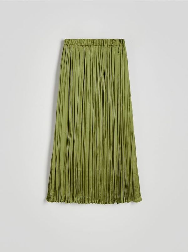 Reserved Reserved - Plisirana midi suknja - žutozeleno