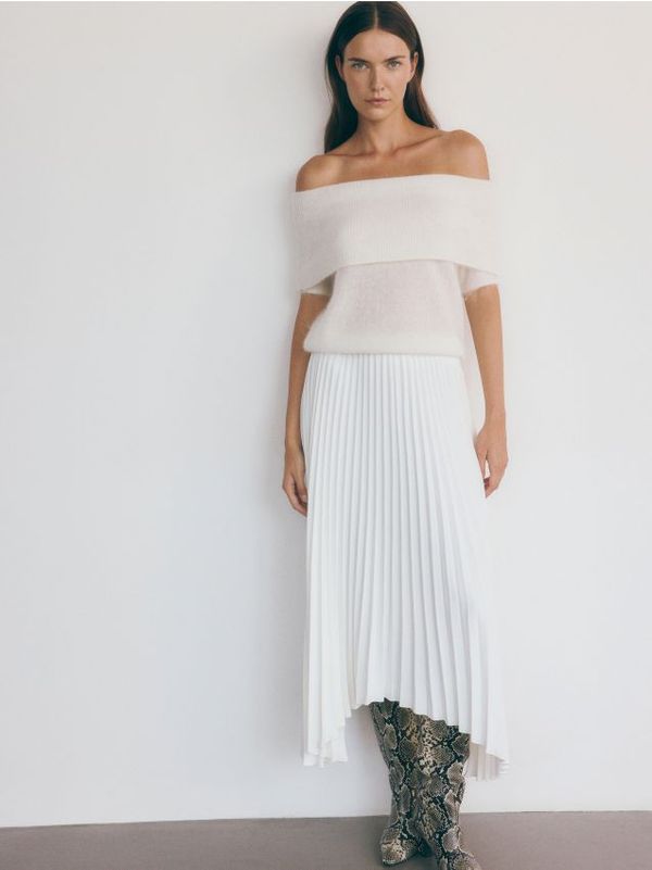 Reserved Reserved - Plisirana suknja - bijela