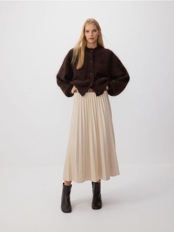 Reserved Reserved - Plisirana suknja s pojasom - bež