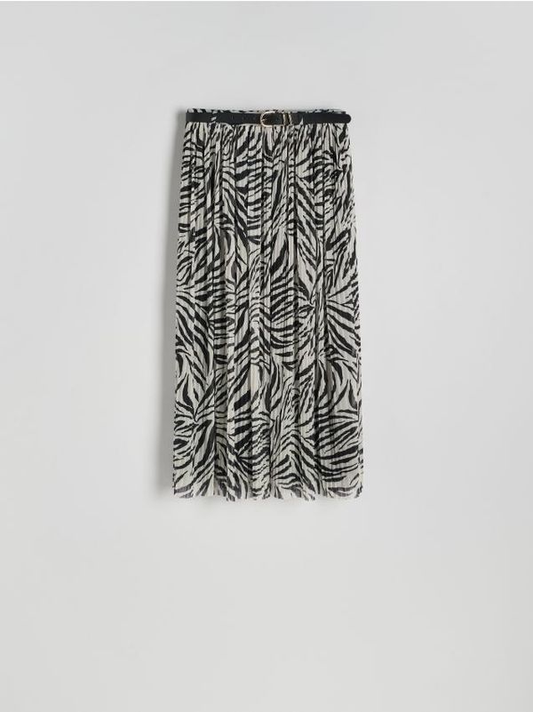 Reserved Reserved - Plisirana suknja s pojasom - krem