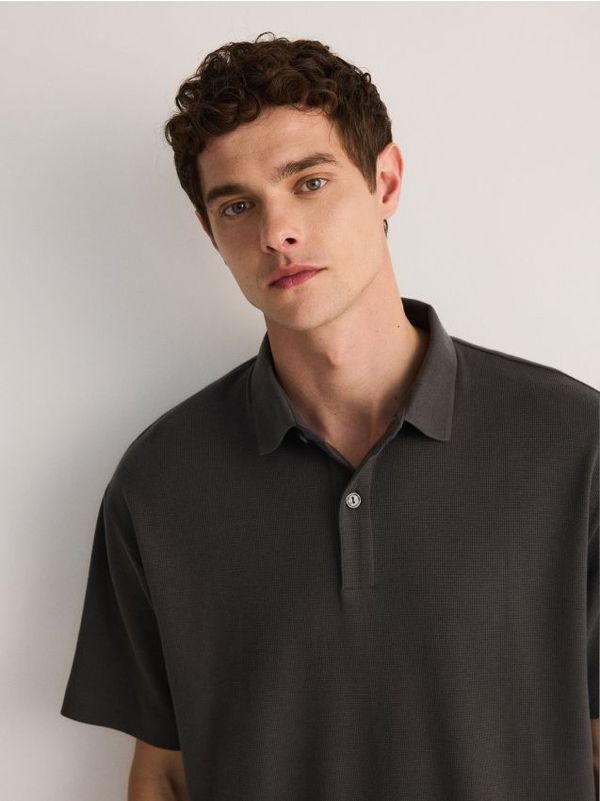 Reserved Reserved - Polo-majica boxy kroja - boja antracita