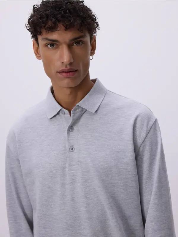 Reserved Reserved - Polo-majica dugih rukava - svijetlo siva
