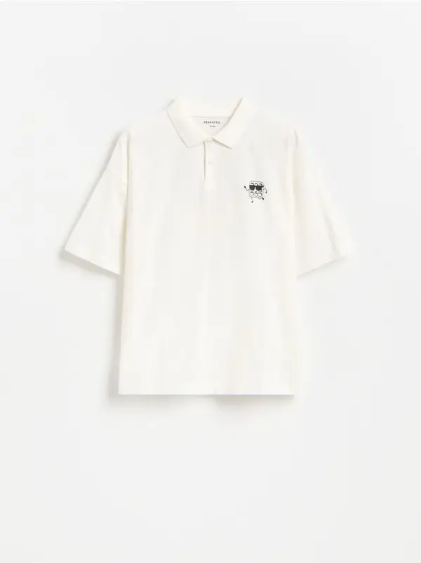 Reserved Reserved - Polo-majica s printom - krem